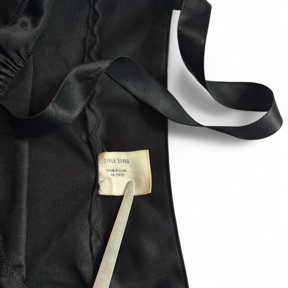 Vintage 60s Aristocrat Nylon Slip Dress Size 36 Black Satin Maxi - Picture 6 of 6